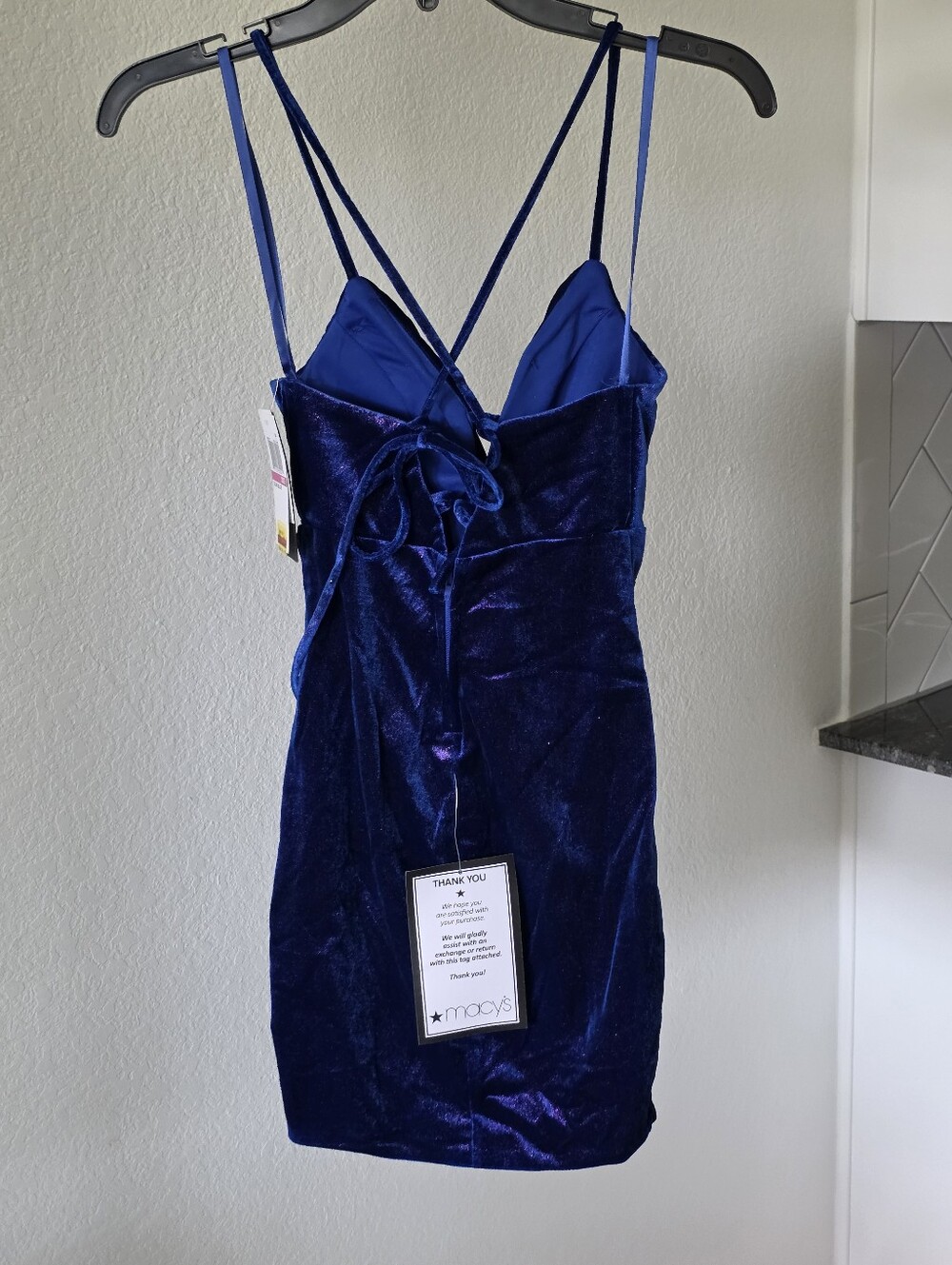 NWT Seni & Cade Royal Blue Velvet Bodycon Mini Dress Strappy XXS Party Club - Picture 9 of 11